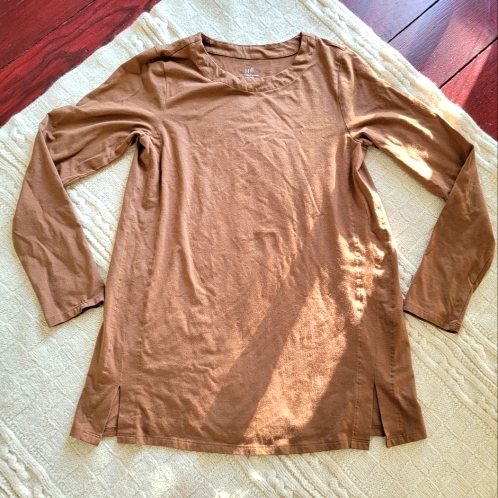 J. Jill Luxe Supima Forward-Seam Tunic Brown size XS